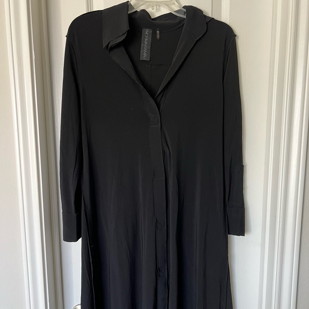 Norma kamali black collared shirt dress size small